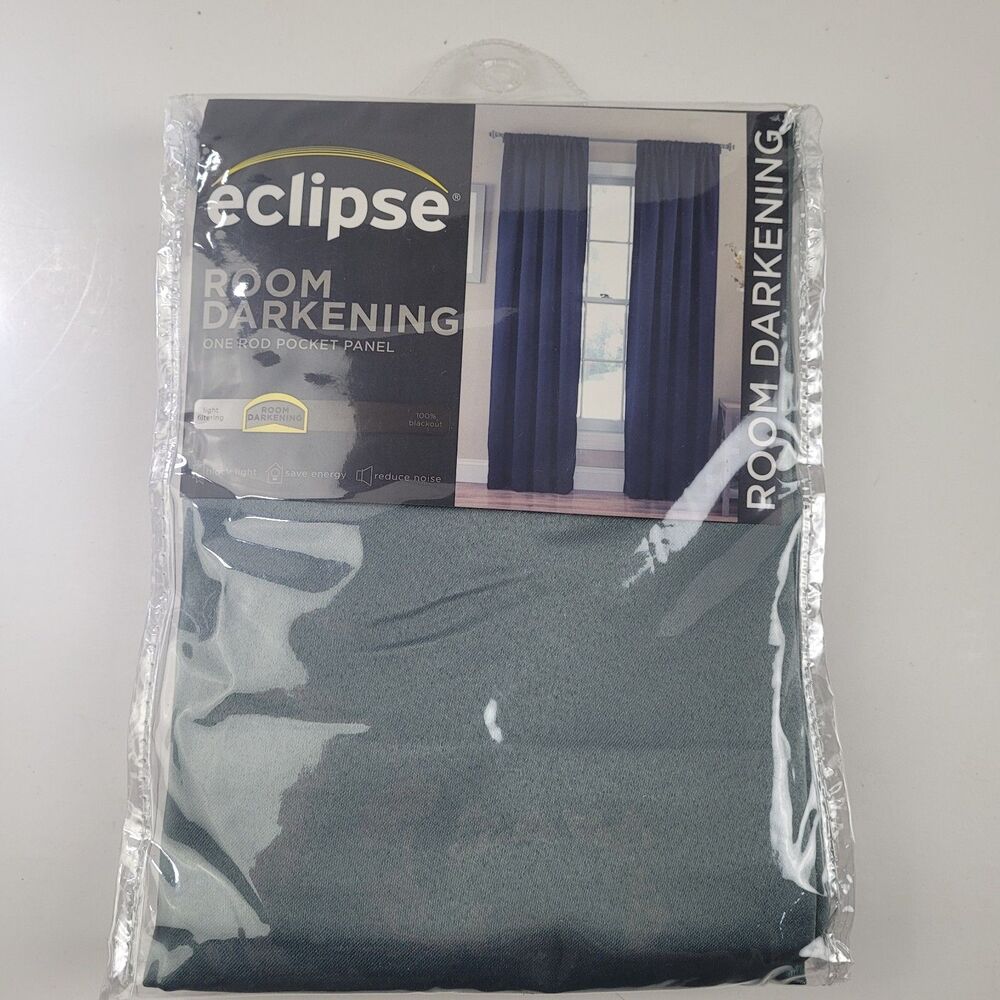 NEW Eclipse Thermaweave darkening curtain panel ''River Blue' 54x63 #CT6